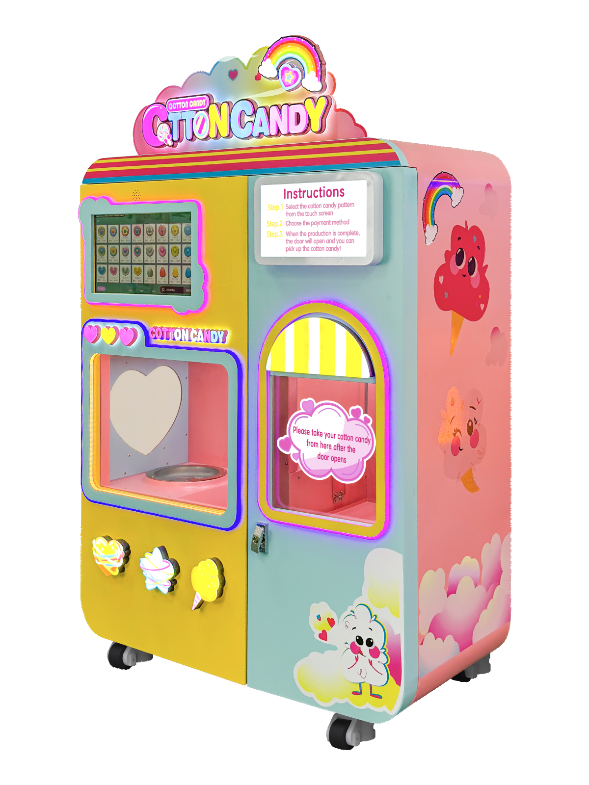 CT-206 cotton candy vending machine in a small zoo corner showing its minimal footprint