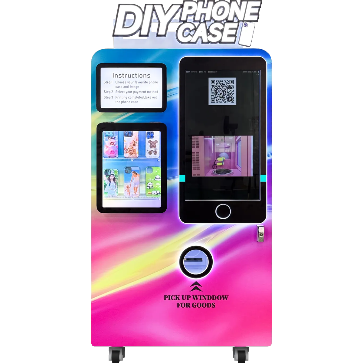 Phone case vending machine cabinet details