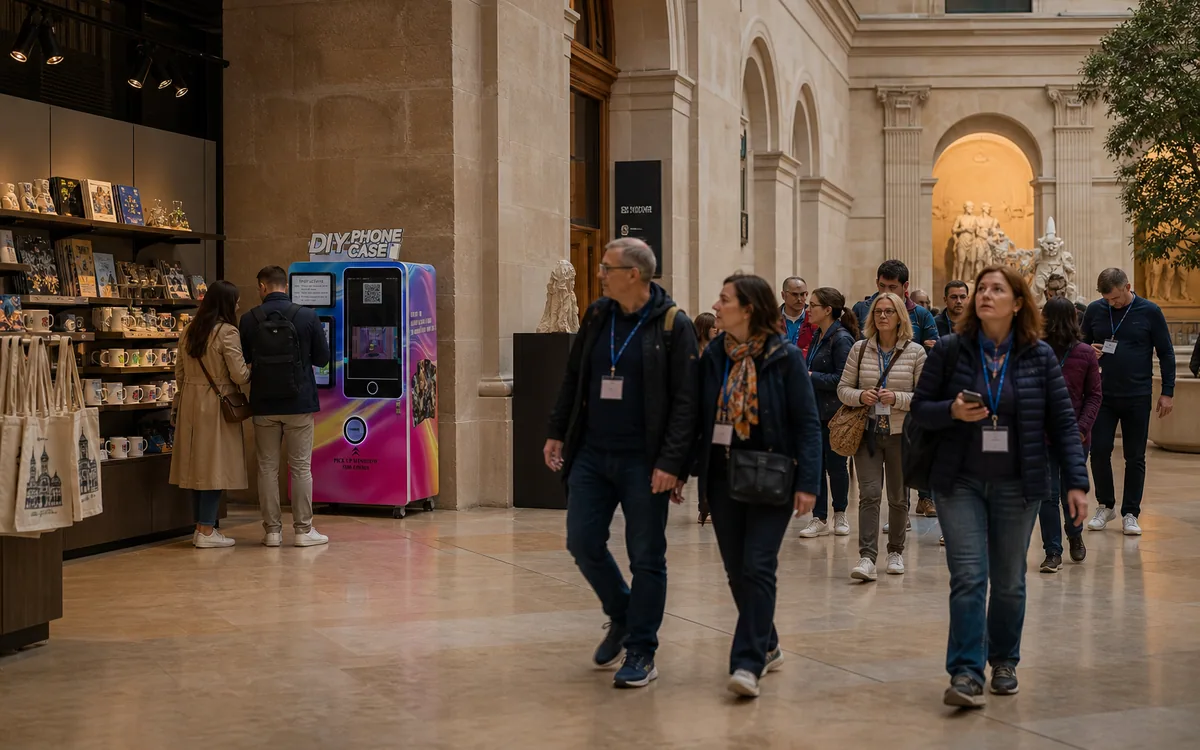 Phone case vending machine at a tourist attraction